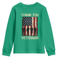 Thank You Veterans Youth Sweatshirt Veterans Day Patriotic American Flag - Wonder Print Shop