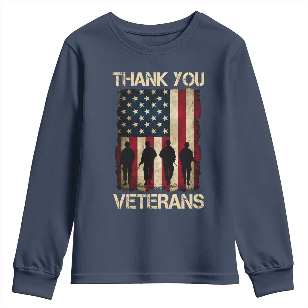 Thank You Veterans Youth Sweatshirt Veterans Day Patriotic American Flag - Wonder Print Shop