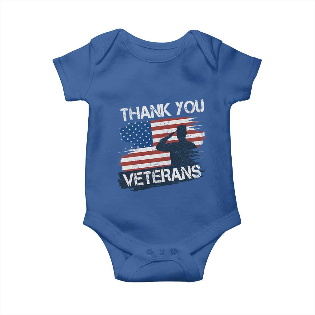 Thank You Veterans Baby Onesie Never Forget Veterans Military Appreciation US Flag - Wonder Print Shop