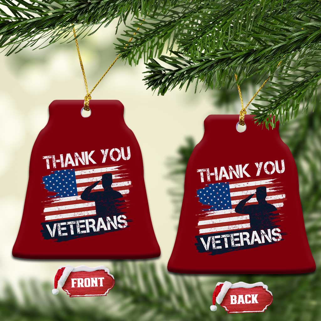 Thank You Veterans Ceramic Ornament Never Forget Veterans Military Appreciation US Flag - Wonder Print Shop