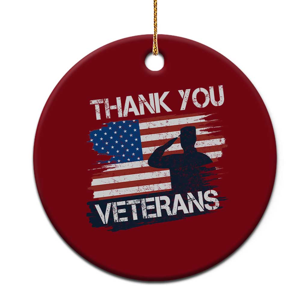 Thank You Veterans Ceramic Ornament Never Forget Veterans Military Appreciation US Flag - Wonder Print Shop