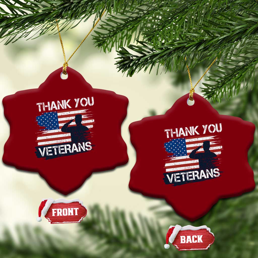 Thank You Veterans Ceramic Ornament Never Forget Veterans Military Appreciation US Flag - Wonder Print Shop