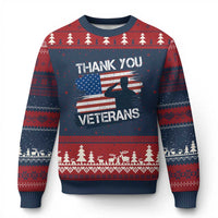 Thank You Veterans Ugly Christmas Sweater Never Forget Veterans Military Appreciation US Flag - Wonder Print Shop
