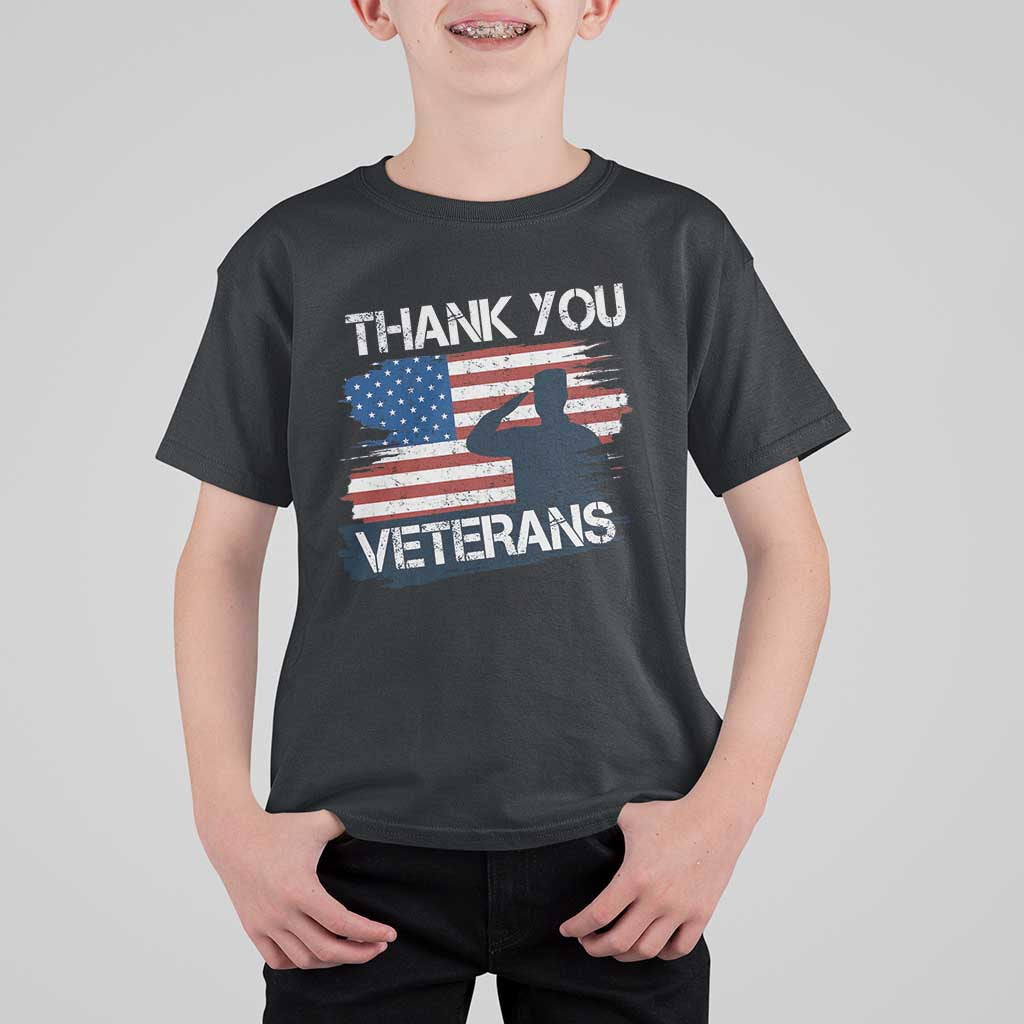 Thank You Veterans T Shirt For Kid Never Forget Veterans Military Appreciation US Flag - Wonder Print Shop