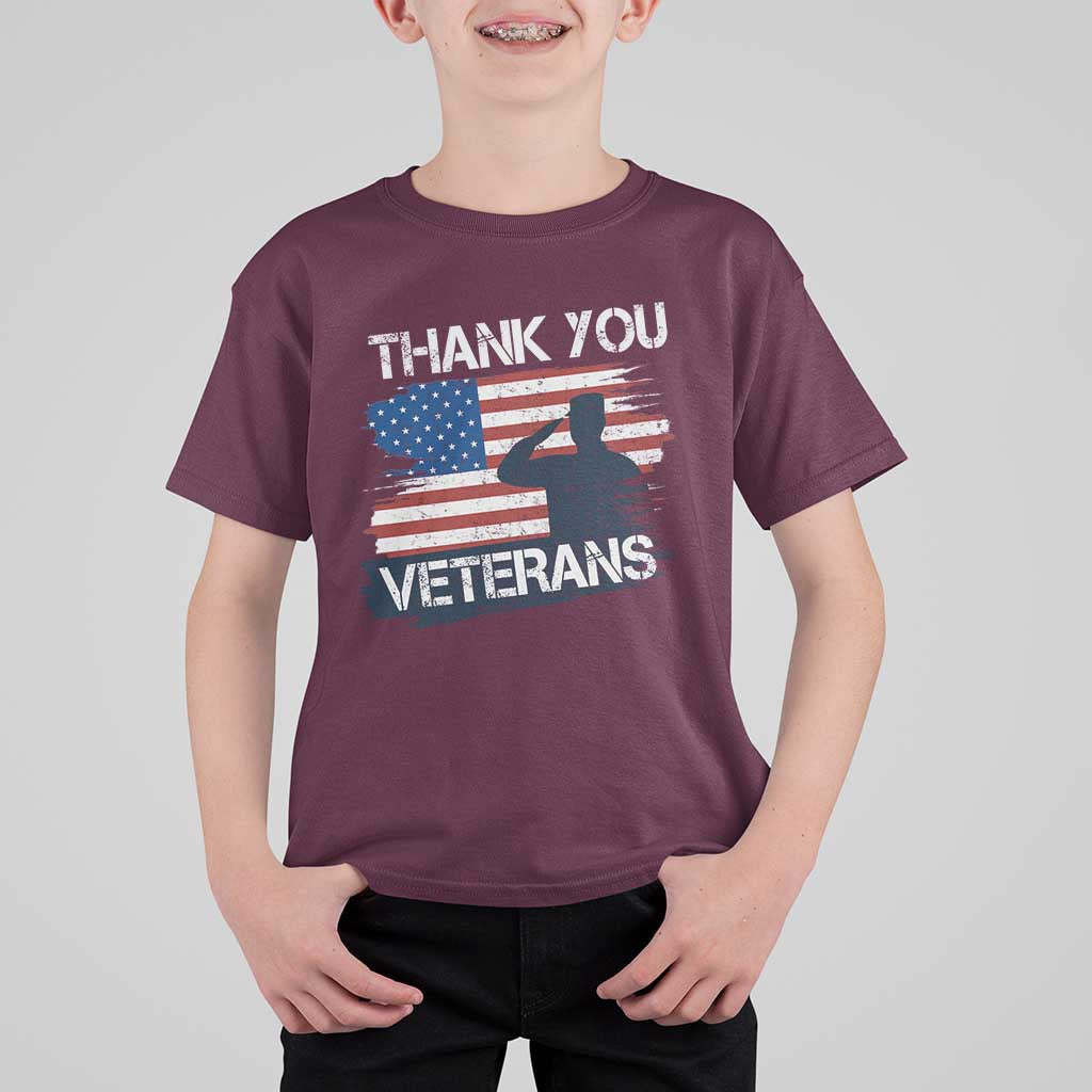 Thank You Veterans T Shirt For Kid Never Forget Veterans Military Appreciation US Flag - Wonder Print Shop
