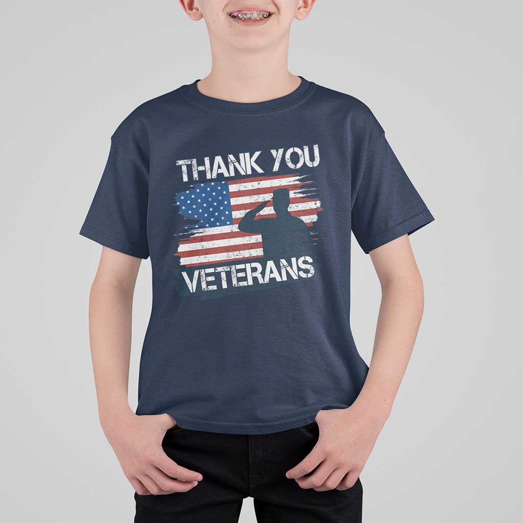 Thank You Veterans T Shirt For Kid Never Forget Veterans Military Appreciation US Flag - Wonder Print Shop