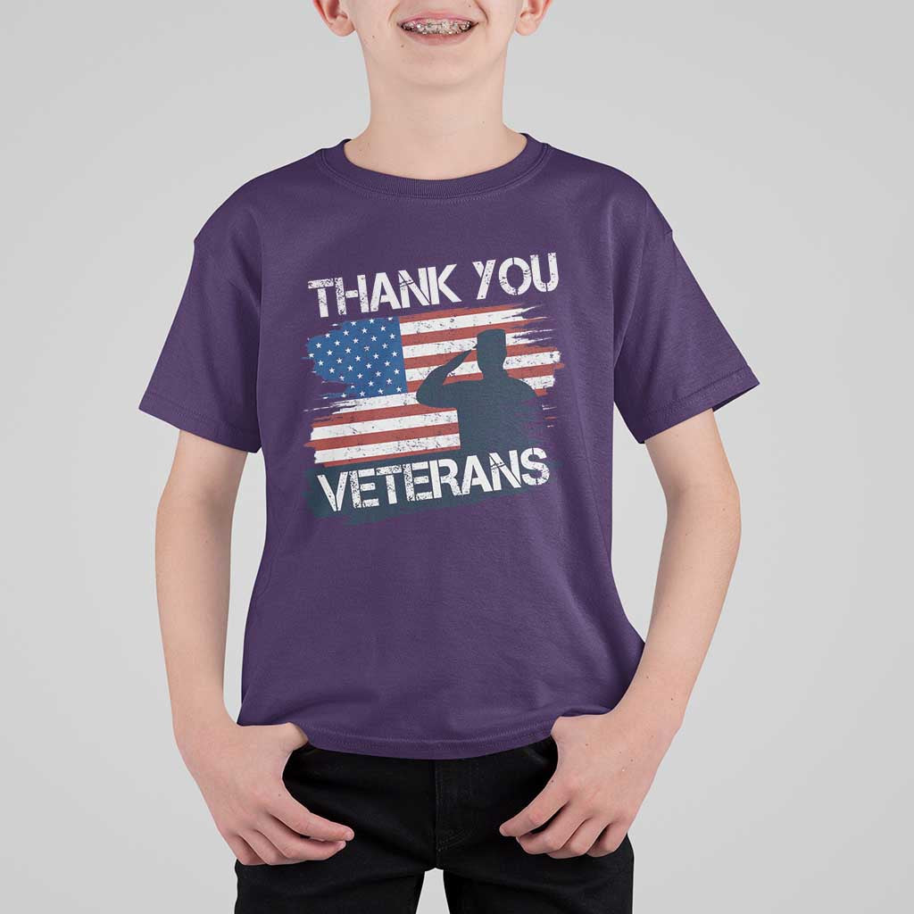 Thank You Veterans T Shirt For Kid Never Forget Veterans Military Appreciation US Flag - Wonder Print Shop