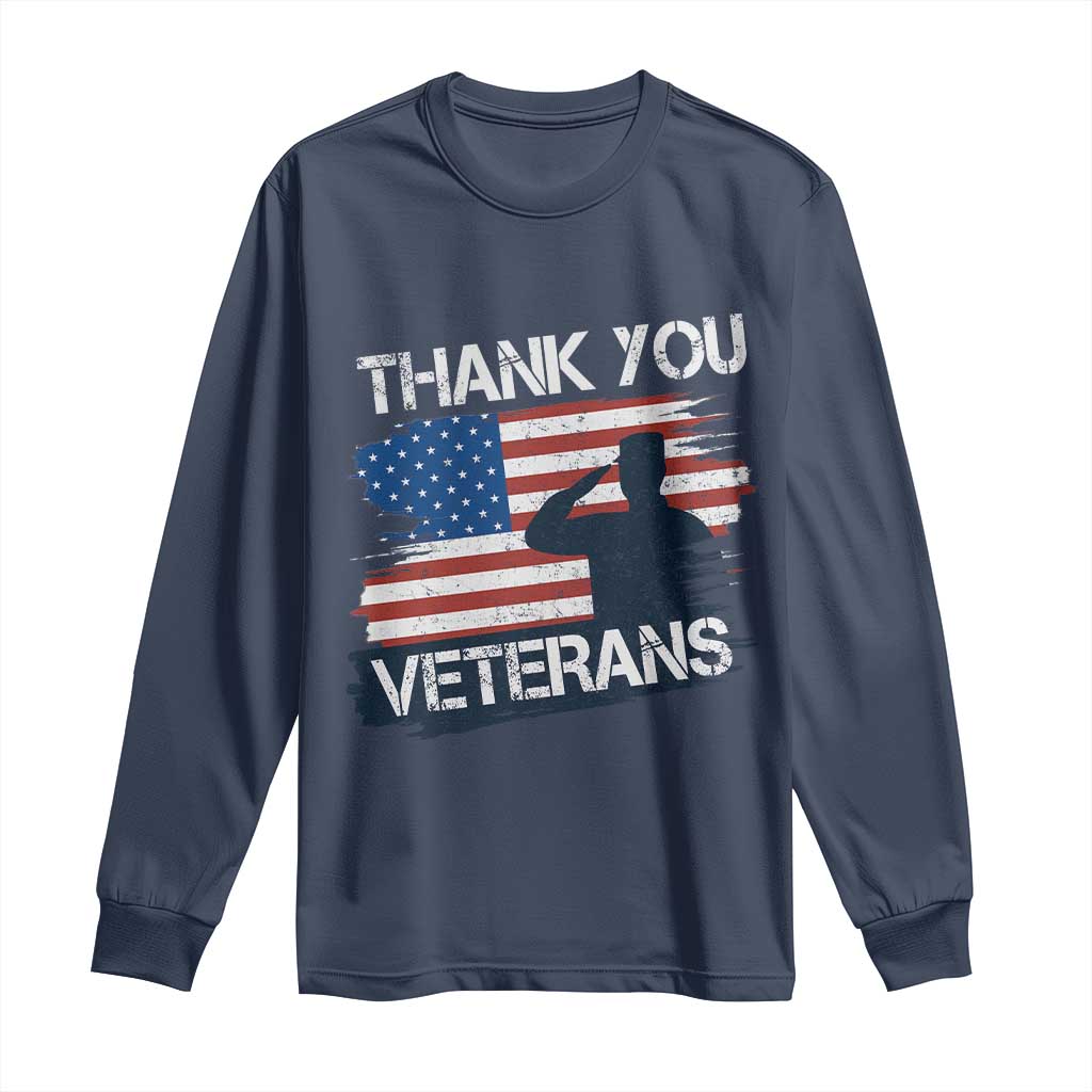 Thank You Veterans Long Sleeve Shirt Never Forget Veterans Military Appreciation US Flag - Wonder Print Shop