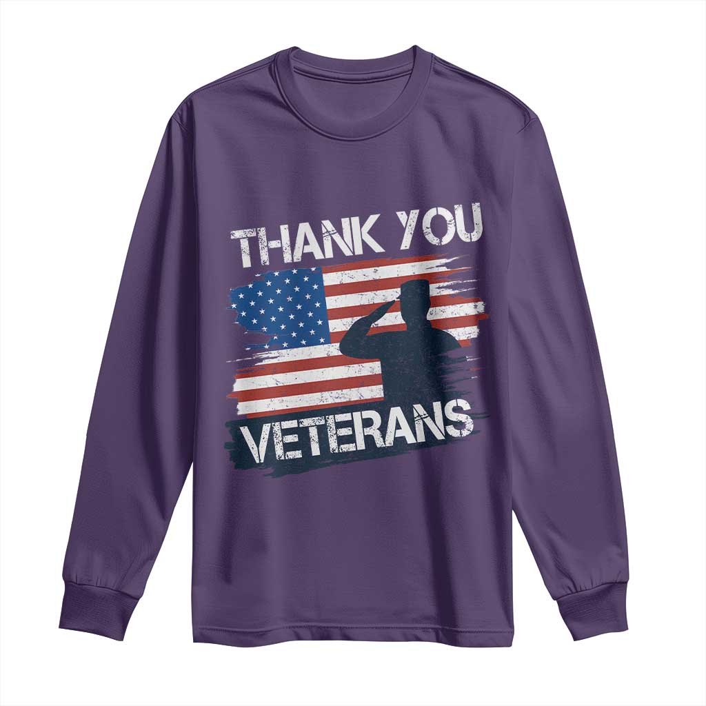 Thank You Veterans Long Sleeve Shirt Never Forget Veterans Military Appreciation US Flag - Wonder Print Shop