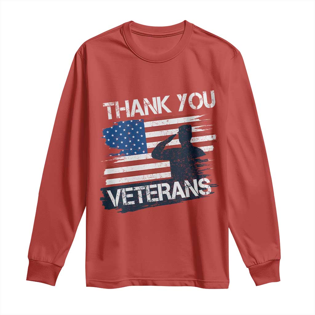 Thank You Veterans Long Sleeve Shirt Never Forget Veterans Military Appreciation US Flag - Wonder Print Shop