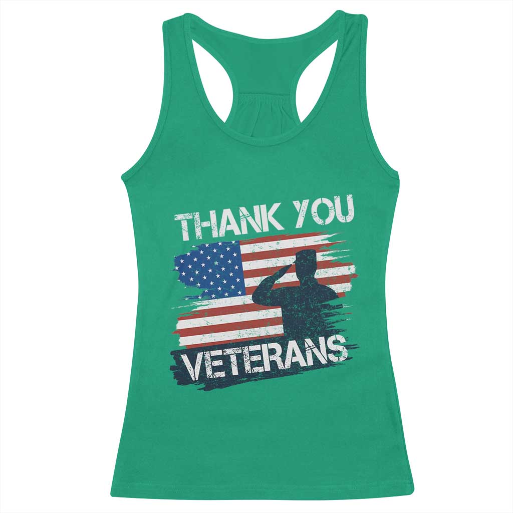 Thank You Veterans Racerback Tank Top Never Forget Veterans Military Appreciation US Flag - Wonder Print Shop