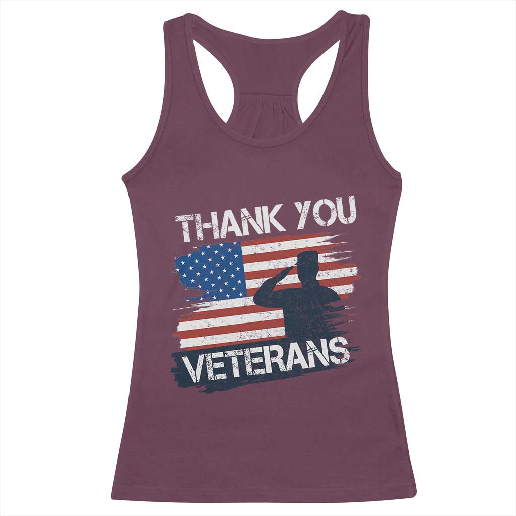Thank You Veterans Racerback Tank Top Never Forget Veterans Military Appreciation US Flag - Wonder Print Shop