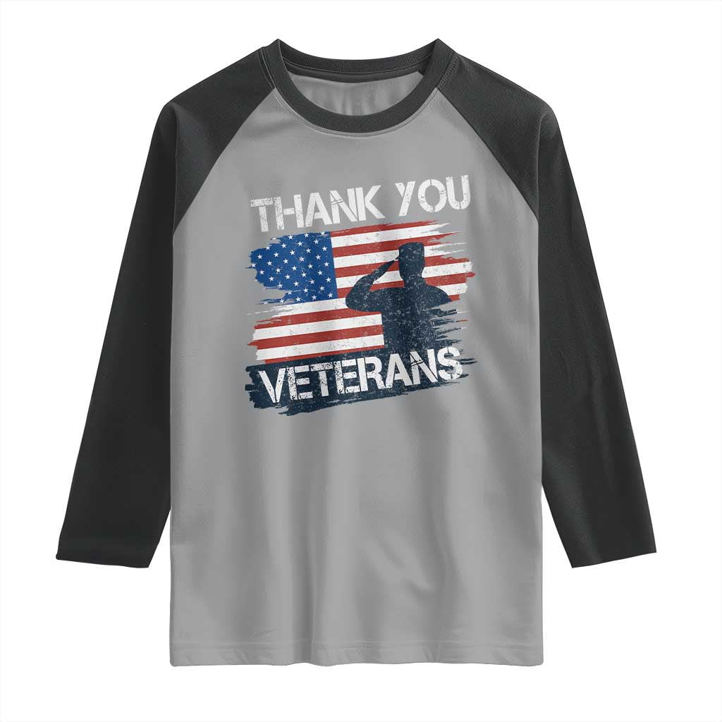 Thank You Veterans Raglan Shirt Never Forget Veterans Military Appreciation US Flag - Wonder Print Shop