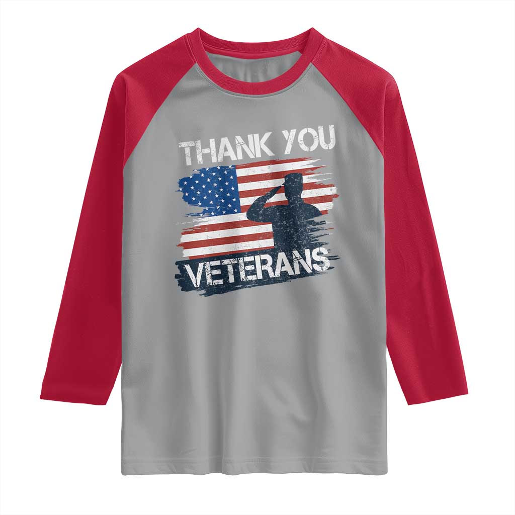 Thank You Veterans Raglan Shirt Never Forget Veterans Military Appreciation US Flag - Wonder Print Shop