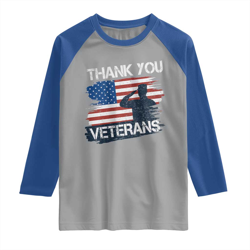 Thank You Veterans Raglan Shirt Never Forget Veterans Military Appreciation US Flag - Wonder Print Shop