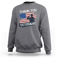 Thank You Veterans Sweatshirt Never Forget Veterans Military Appreciation US Flag - Wonder Print Shop