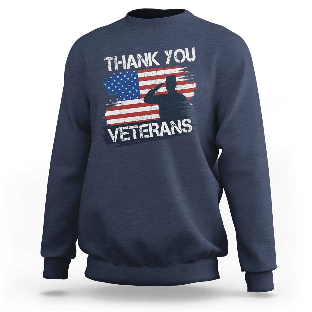 Thank You Veterans Sweatshirt Never Forget Veterans Military Appreciation US Flag - Wonder Print Shop
