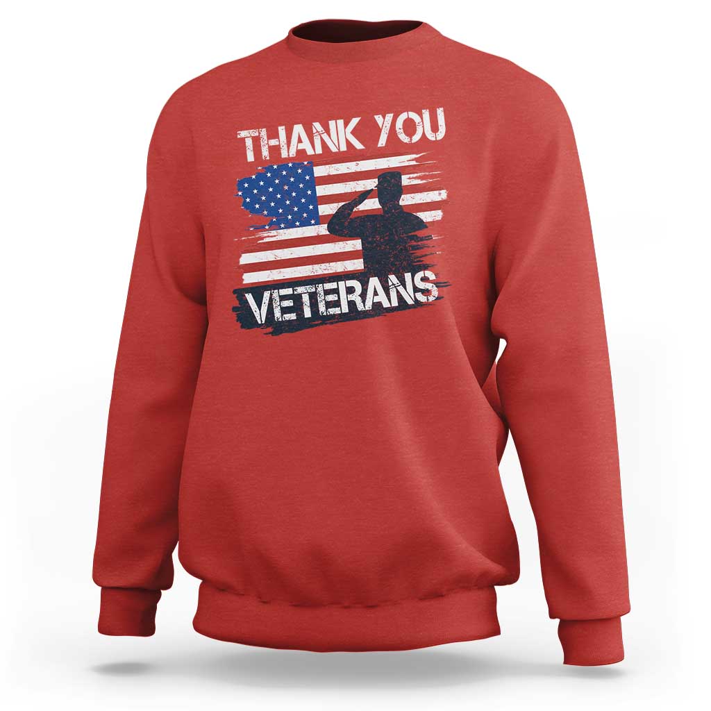 Thank You Veterans Sweatshirt Never Forget Veterans Military Appreciation US Flag - Wonder Print Shop