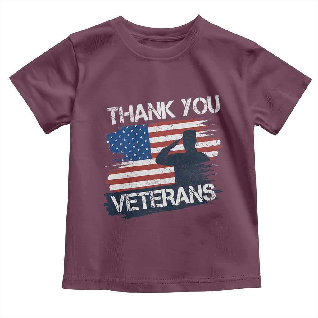Thank You Veterans Toddler T Shirt Never Forget Veterans Military Appreciation US Flag - Wonder Print Shop
