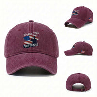 Thank You Veterans Washed Cotton Baseball Cap Never Forget Veterans Military Appreciation US Flag