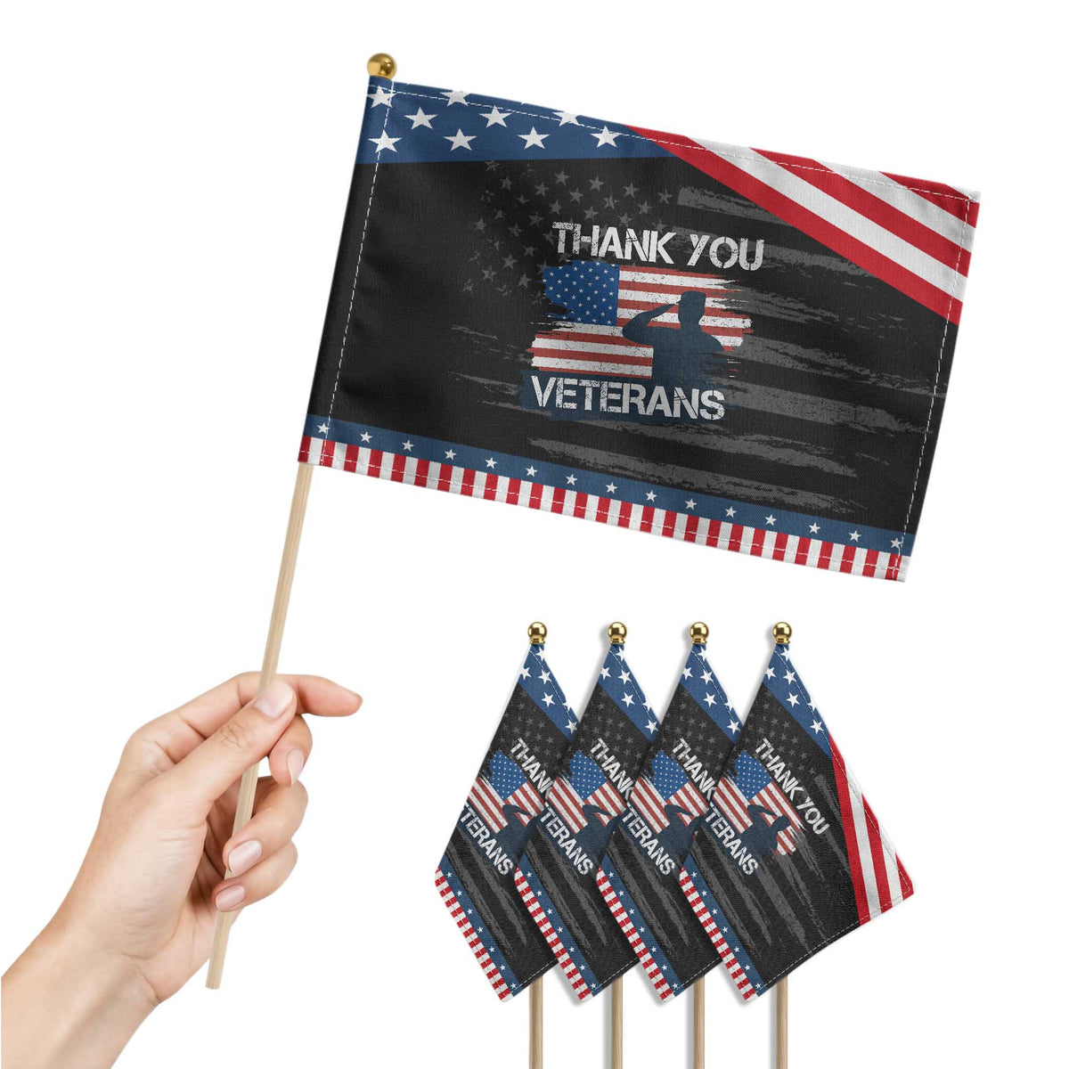 Thank You Veterans Patriotic Handheld Flag Never Forget Veterans Military Appreciation US Flag
