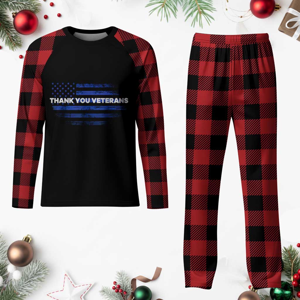 Thank You Veterans Plaid Pajama Set Never Forget Veterans Day Grunge American Flag - Wonder Print Shop