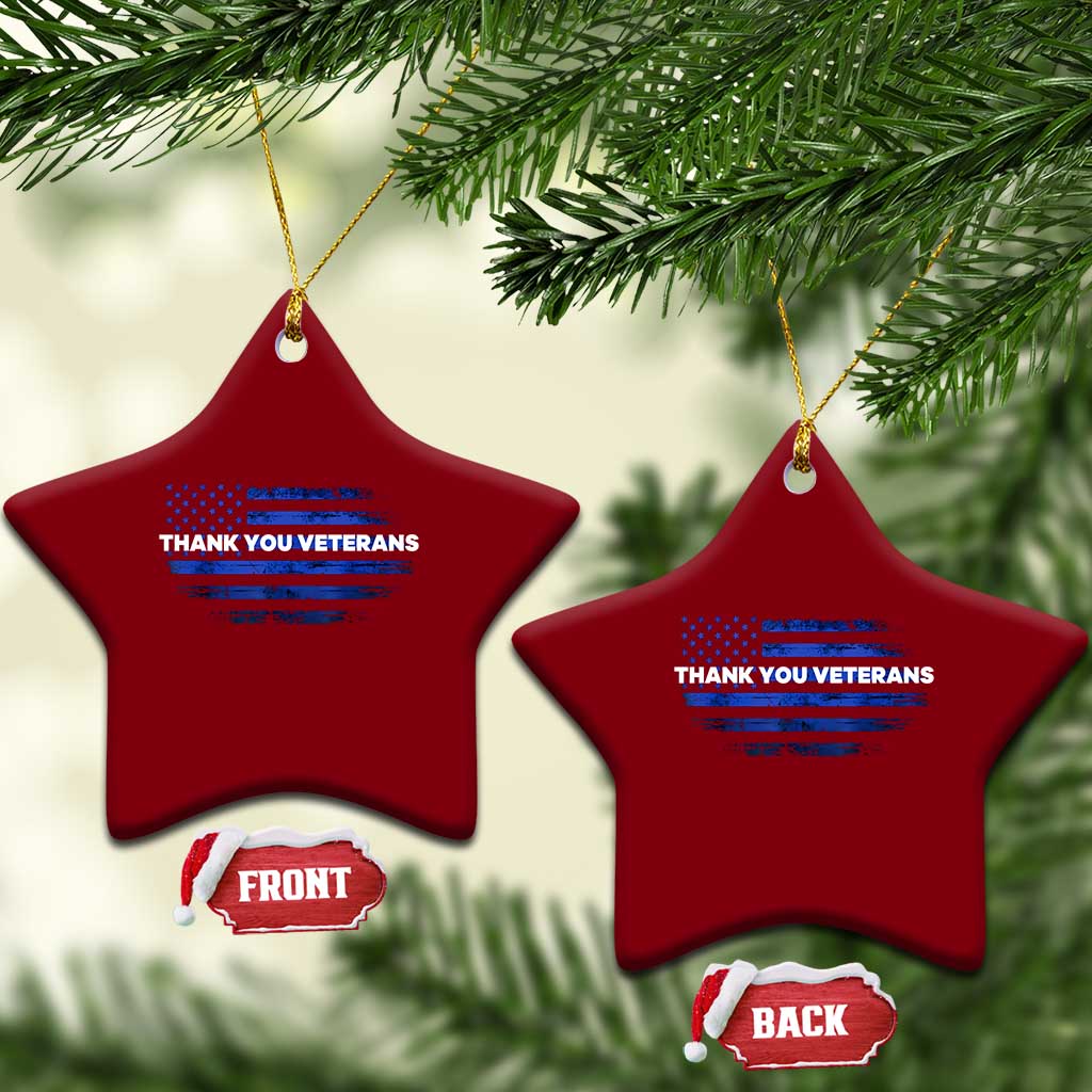 Thank You Veterans Ceramic Ornament Never Forget Veterans Day Grunge American Flag - Wonder Print Shop