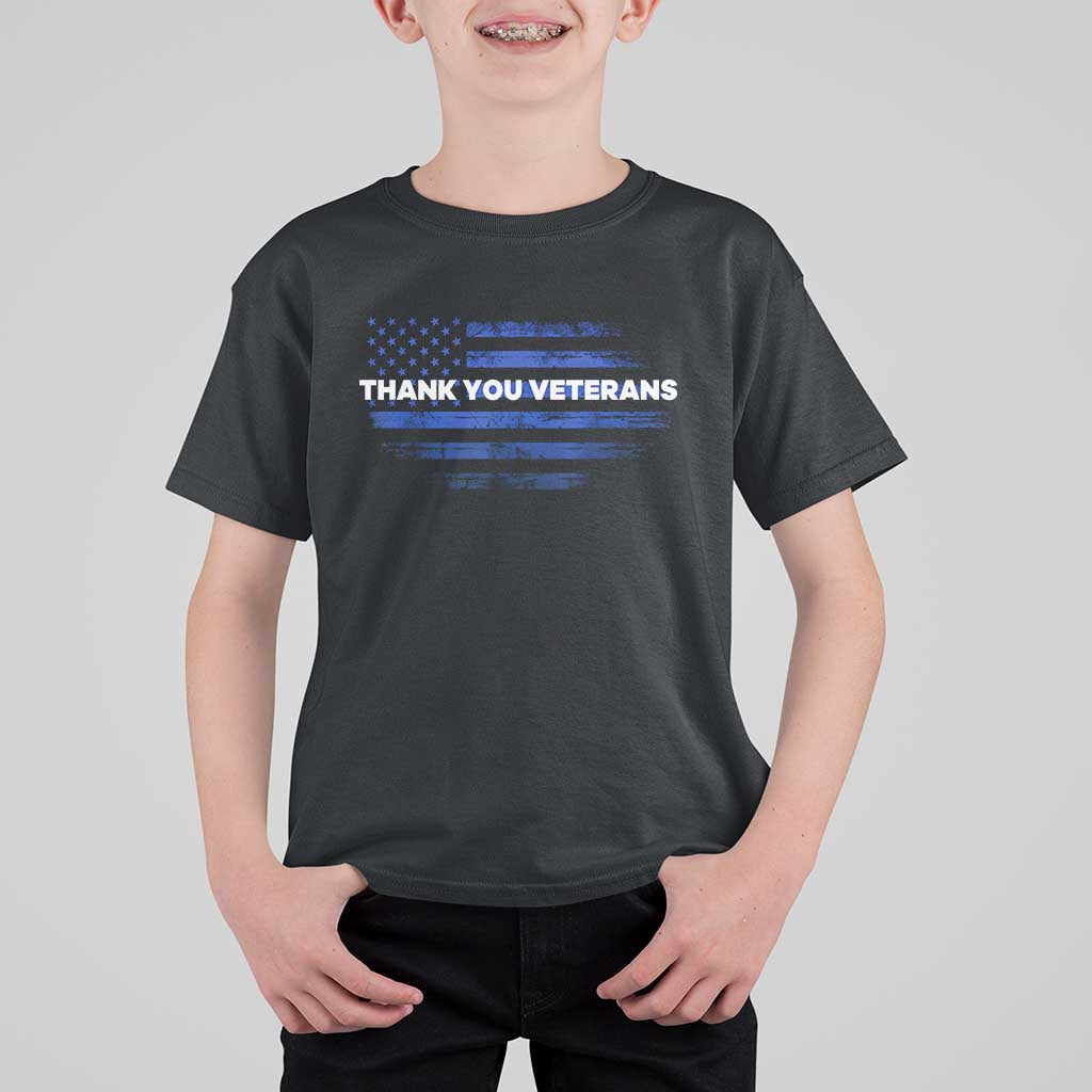 Thank You Veterans T Shirt For Kid Never Forget Veterans Day Grunge American Flag - Wonder Print Shop