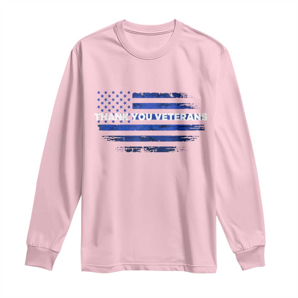 Thank You Veterans Long Sleeve Shirt Never Forget Veterans Day Grunge American Flag - Wonder Print Shop