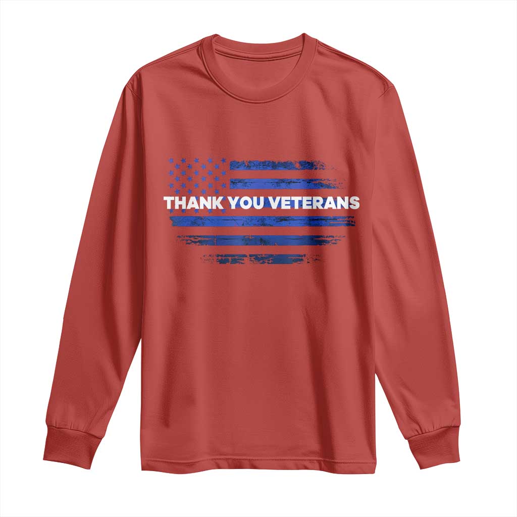 Thank You Veterans Long Sleeve Shirt Never Forget Veterans Day Grunge American Flag - Wonder Print Shop