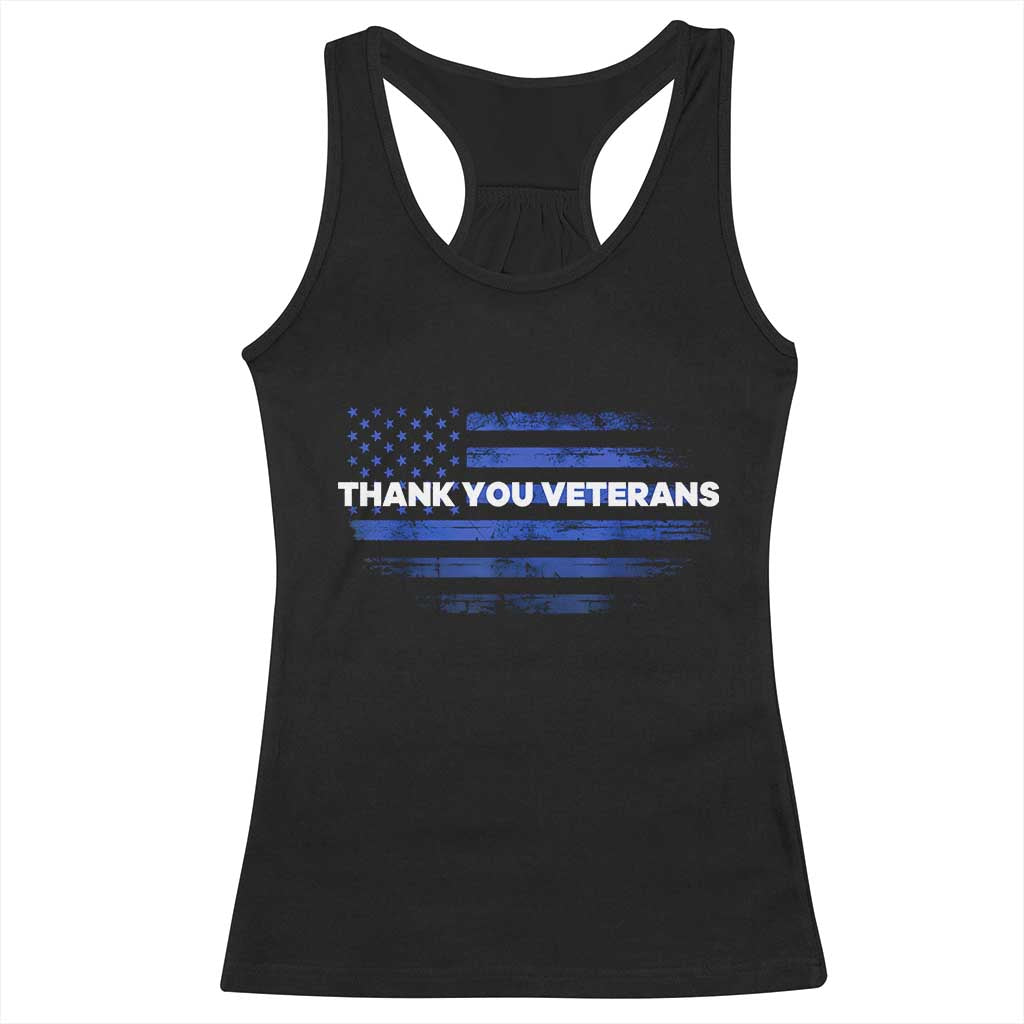 Thank You Veterans Racerback Tank Top Never Forget Veterans Day Grunge American Flag - Wonder Print Shop