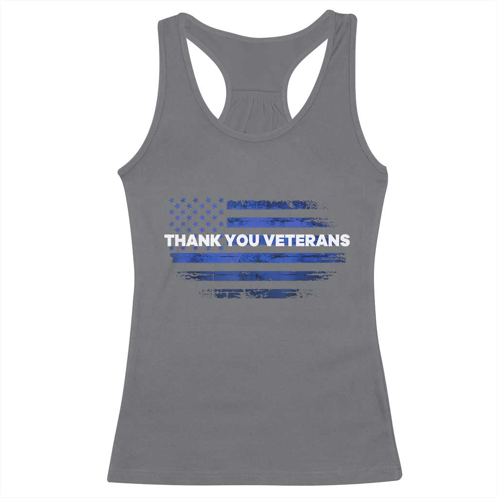 Thank You Veterans Racerback Tank Top Never Forget Veterans Day Grunge American Flag - Wonder Print Shop