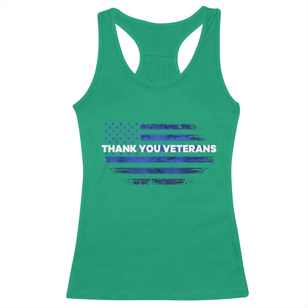 Thank You Veterans Racerback Tank Top Never Forget Veterans Day Grunge American Flag - Wonder Print Shop