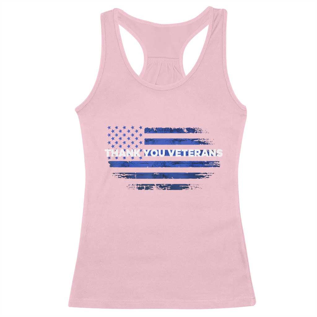 Thank You Veterans Racerback Tank Top Never Forget Veterans Day Grunge American Flag - Wonder Print Shop