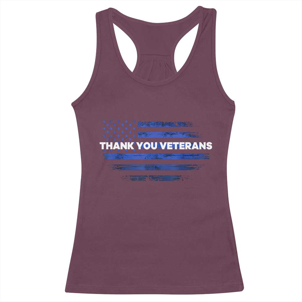 Thank You Veterans Racerback Tank Top Never Forget Veterans Day Grunge American Flag - Wonder Print Shop
