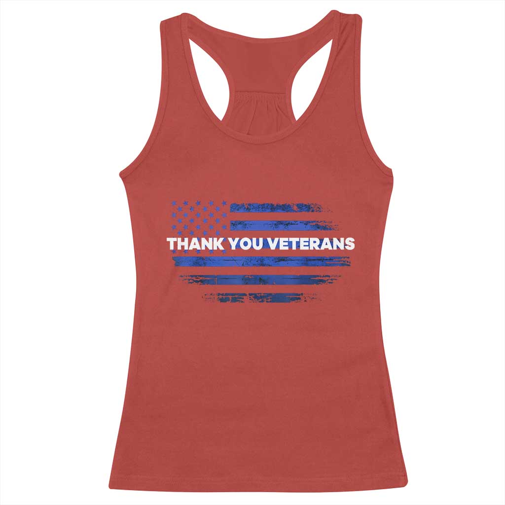 Thank You Veterans Racerback Tank Top Never Forget Veterans Day Grunge American Flag - Wonder Print Shop