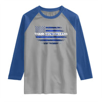 Thank You Veterans Raglan Shirt Never Forget Veterans Day Grunge American Flag - Wonder Print Shop