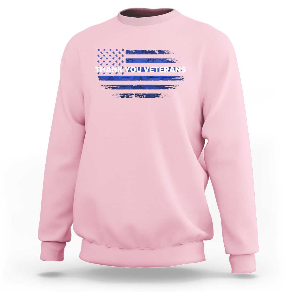 Thank You Veterans Sweatshirt Never Forget Veterans Day Grunge American Flag - Wonder Print Shop