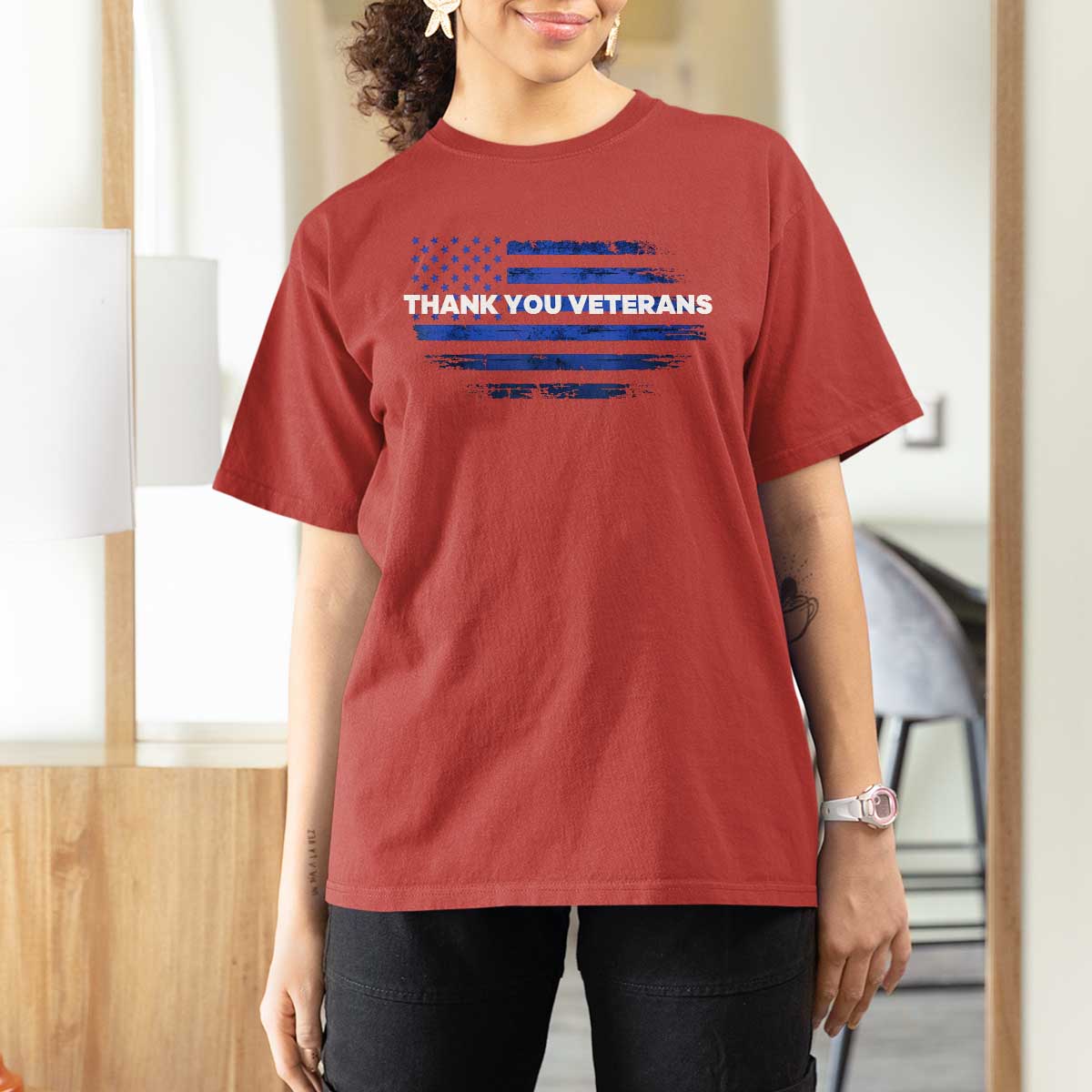 Thank You Veterans T Shirt For Women Never Forget Veterans Day Grunge American Flag - Wonder Print Shop
