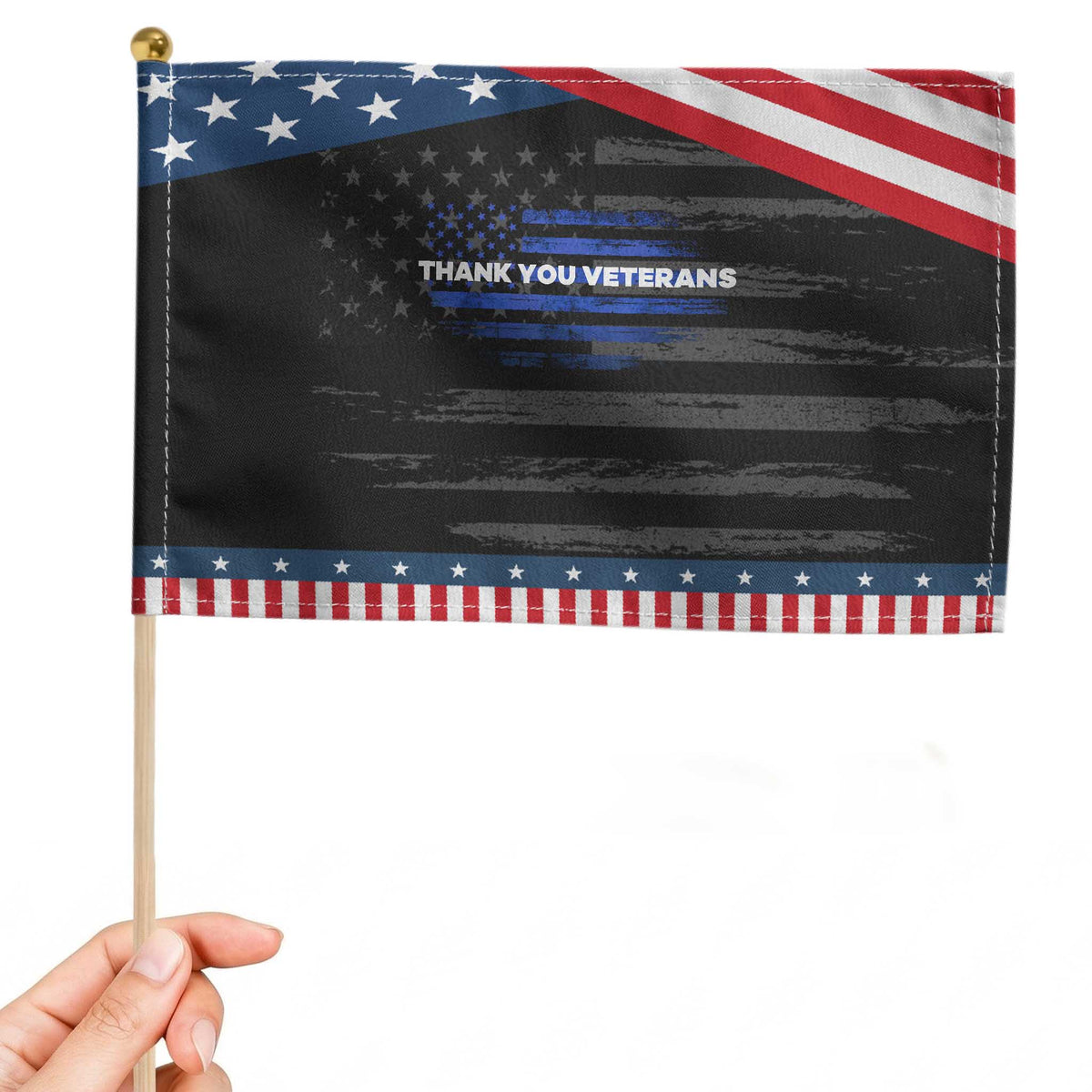 Thank You Veterans Patriotic Handheld Flag Never Forget Veterans Day Grunge American Flag