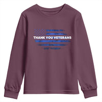 Thank You Veterans Youth Sweatshirt Never Forget Veterans Day Grunge American Flag - Wonder Print Shop