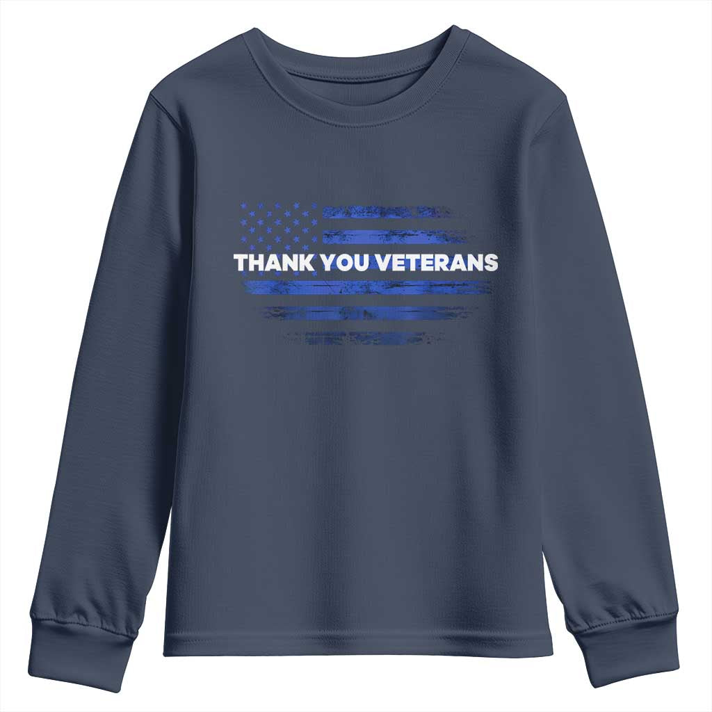 Thank You Veterans Youth Sweatshirt Never Forget Veterans Day Grunge American Flag - Wonder Print Shop