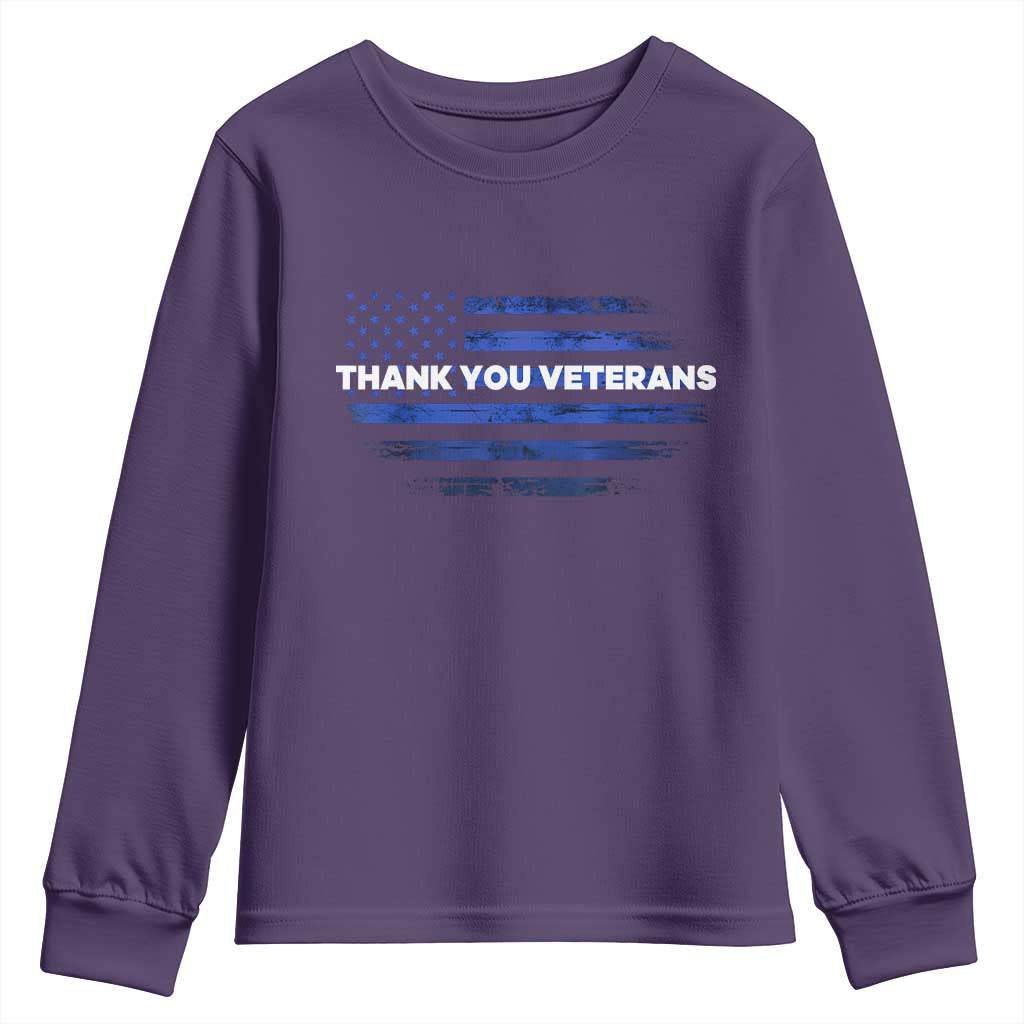 Thank You Veterans Youth Sweatshirt Never Forget Veterans Day Grunge American Flag - Wonder Print Shop