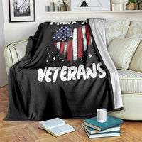 Thank You Veterans Throw Blanket Patriotic Veterans Day Grunge USA Flag Heart - Wonder Print Shop