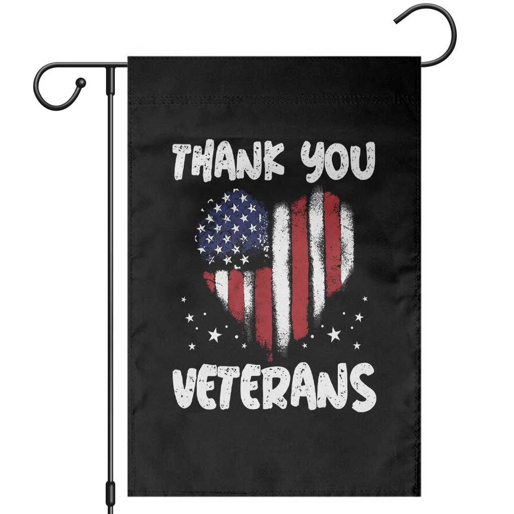 Thank You Veterans Garden Flag Patriotic Veterans Day Grunge USA Flag Heart - Wonder Print Shop