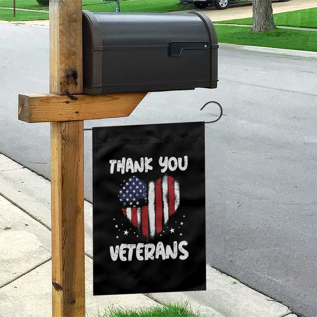 Thank You Veterans Garden Flag Patriotic Veterans Day Grunge USA Flag Heart - Wonder Print Shop