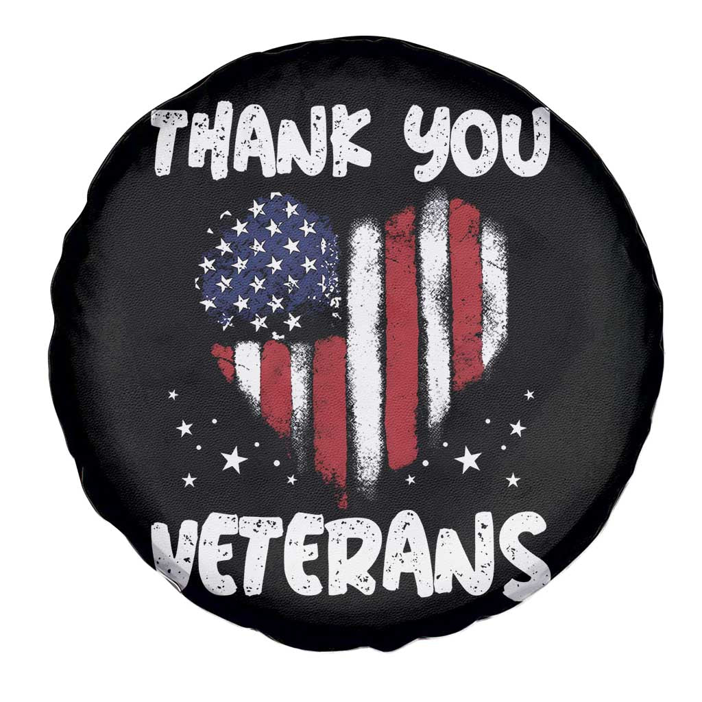 Thank You Veterans Spare Tire Cover Patriotic Veterans Day Grunge USA Flag Heart - Wonder Print Shop
