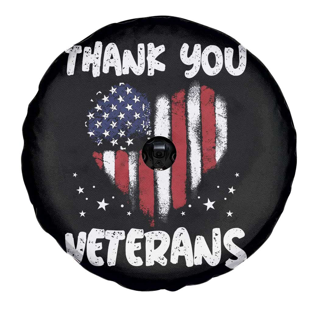 Thank You Veterans Spare Tire Cover Patriotic Veterans Day Grunge USA Flag Heart - Wonder Print Shop