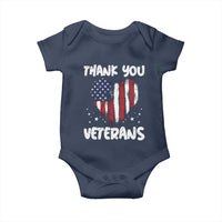 Thank You Veterans Baby Onesie Patriotic Veterans Day Grunge USA Flag Heart - Wonder Print Shop