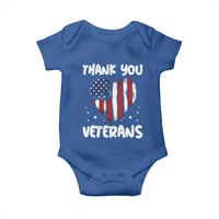 Thank You Veterans Baby Onesie Patriotic Veterans Day Grunge USA Flag Heart - Wonder Print Shop